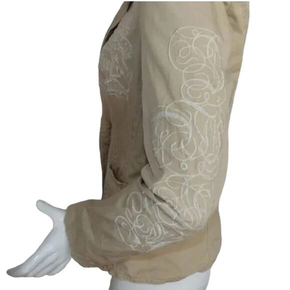 Johnny Was Blazer Womens S Embroidered Paradise Crest Carved buttons Bohemian - Picture 7 of 14
